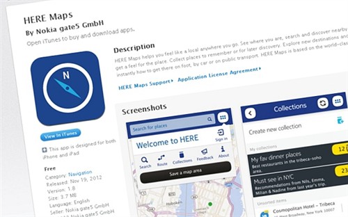 iOS7损害用户体验 诺基亚下架Here地图 