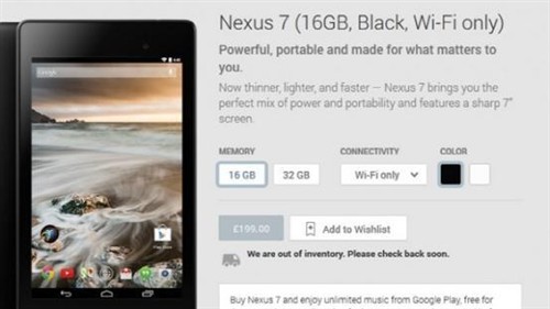 2013款Nexus 7售罄 新机型或即将到来 