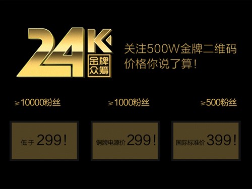 500W金牌价格你说了算！微信扫码众筹 