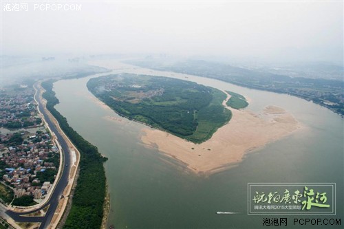 广东江河水：航拍韶关北江伦洲岛段 