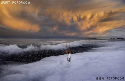 航拍旧金山云雾缭绕美景 如梦幻迷人仙境 