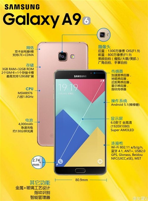 首发骁龙652 新版三星Galaxy A9已发布 