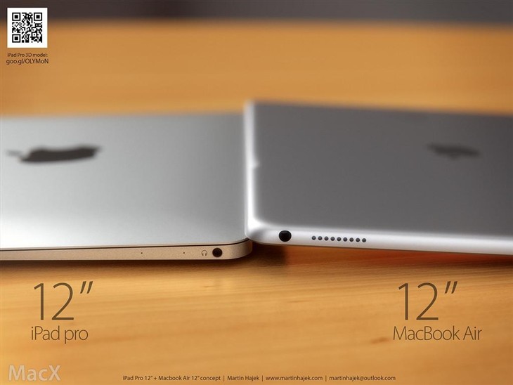 设计师发iPad Pro与MacBook Air对比图 