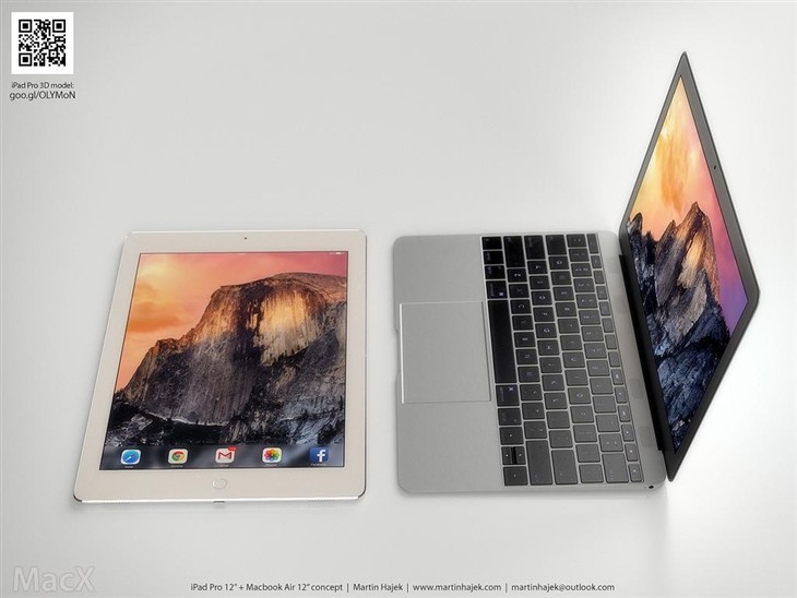 设计师发iPad Pro与MacBook Air对比图 