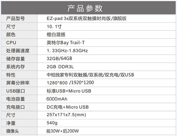 10.1寸全高清大容量 中柏EZpad3s登场 