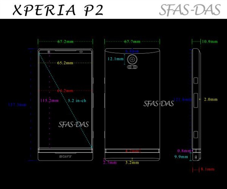 超窄边框 Xperia P2渲染图/结构图曝光 