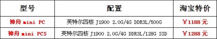 神舟四核miniPC仅需1188超值难以想象 