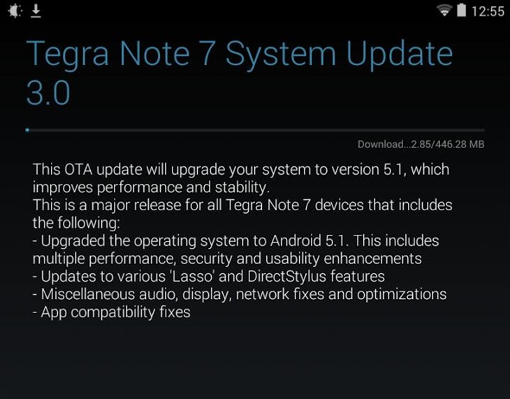 NVIDIA Tegra Note 7获全新系统升级推送 