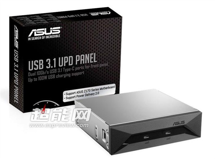 华硕推出Z170主板用的USB 3.1前置面板 