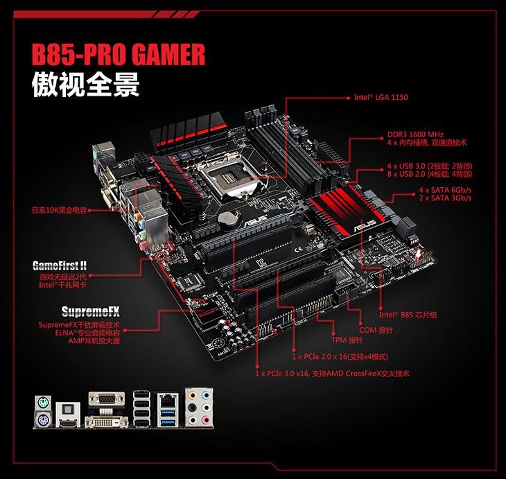 不爽玩不游戏，华硕B85PRO GAMER主板 