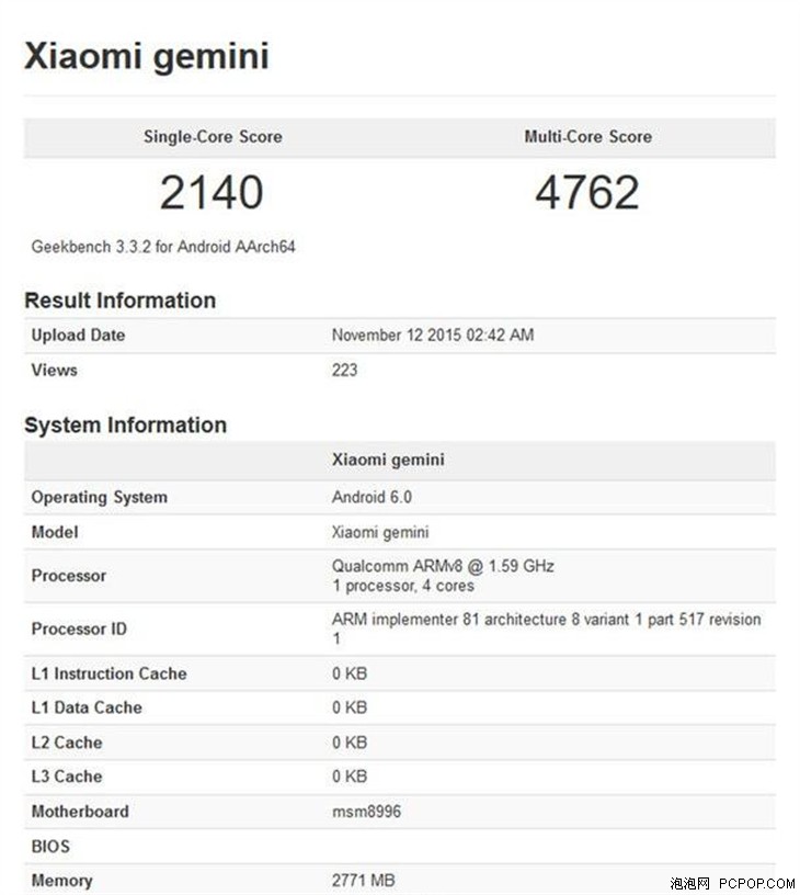 核心为骁龙820 小米神秘新品跑分曝光 