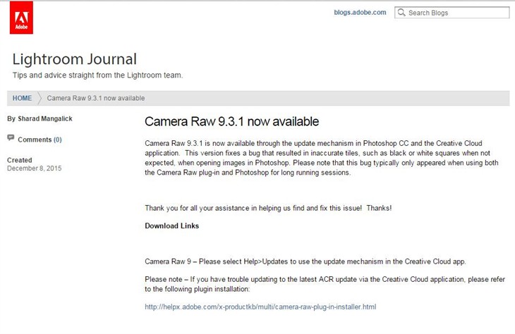 Adobe Camera Raw 9.3.1提供下载 