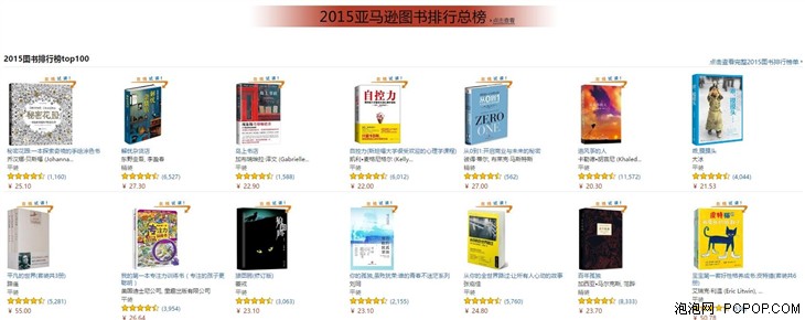 亚马逊中国发布2015图书排行榜及畅销作家榜