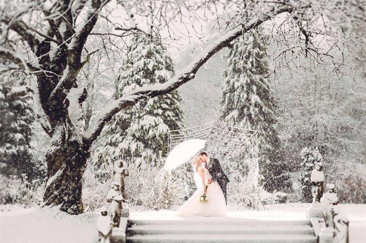 婚礼遇罕见大雪 摄影师却拍出梦幻仙境 