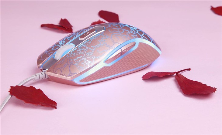 雷柏V210游戏鼠标玫瑰金烈焰版上市 