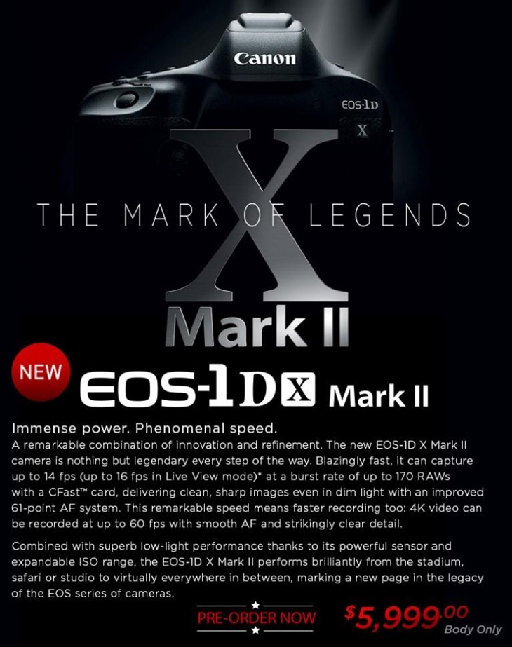 售3.95万元！佳能EOS 1DX Mark II细节曝光 