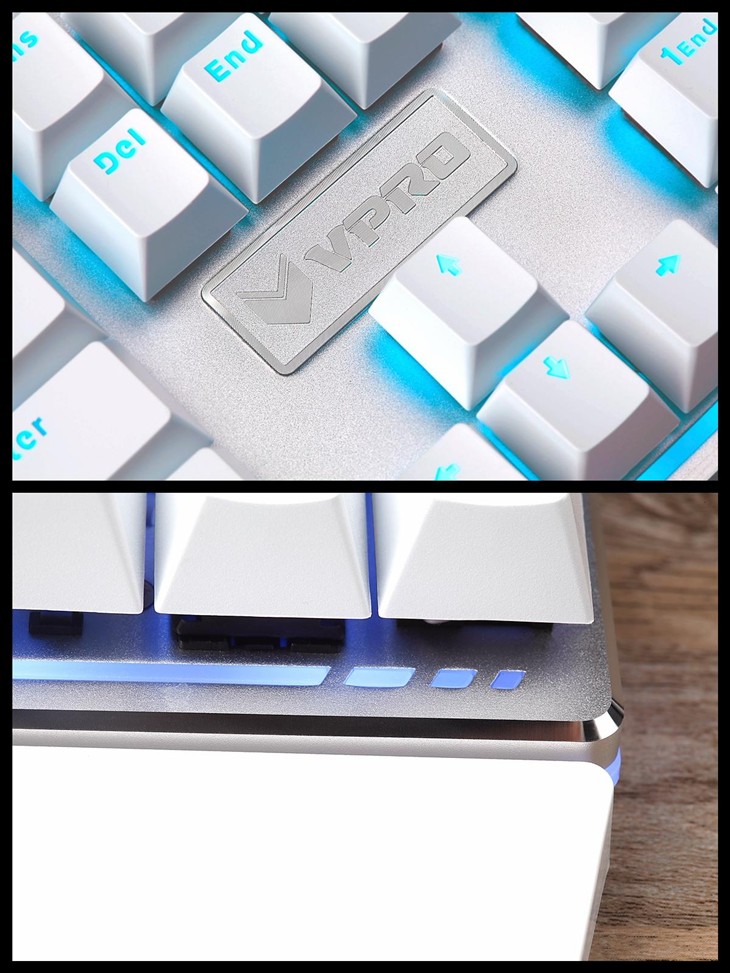 雷柏V720全彩背光机械键盘白色版图赏 