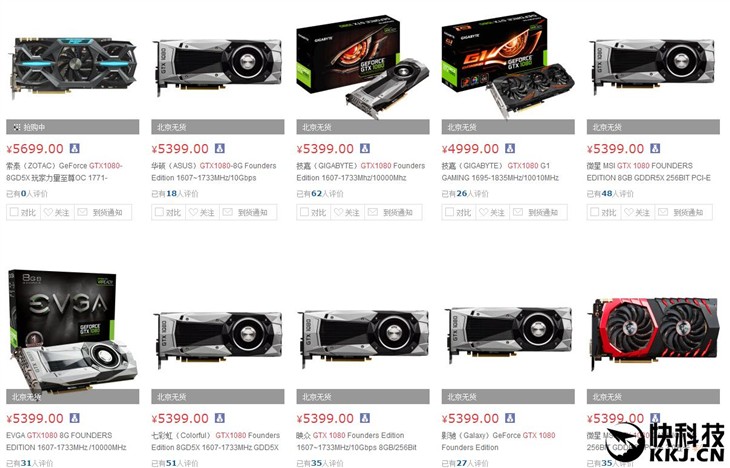 NVIDIA GTX 1080全球缺货：厂商加价3倍 