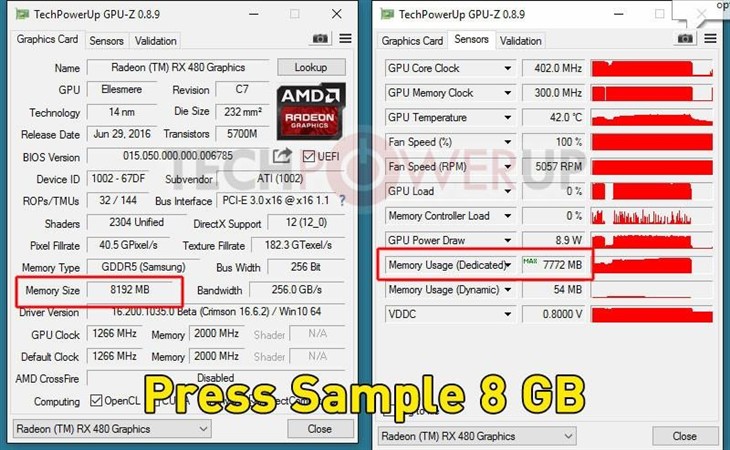 AMD RX 480 4GB成功解锁8GB：赚大了！ 