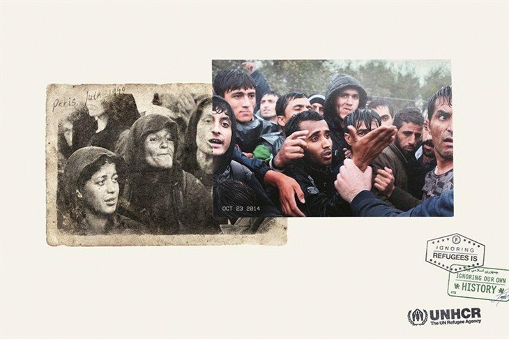 UNHCR广告图说:曾几何时我们也是难民 
