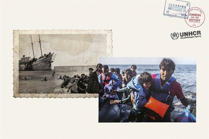 UNHCR广告图说:曾几何时我们也是难民 