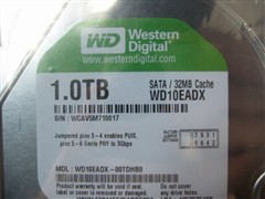 西部数据1TB/7200转/32M/串口(WD10EADS)硬盘 