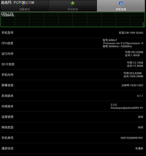 驰为(chuwi)V99四核平板电脑 