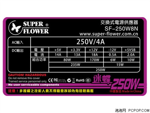 振华迷蝶250W(SF-250W8N)电源 