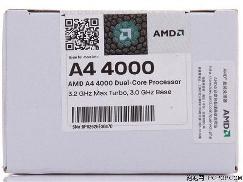 AMDAPU系列双核 A4-4000 盒装CPU（Socket FM2/3.0GHz/1M缓存/HD7480D/65W）CPU 