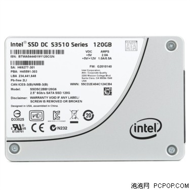 IntelDC S3510 系列固态硬盘 (120GB, 2.5in SATA 6Gb/s, 16nm, MLC)SSD固态硬盘 