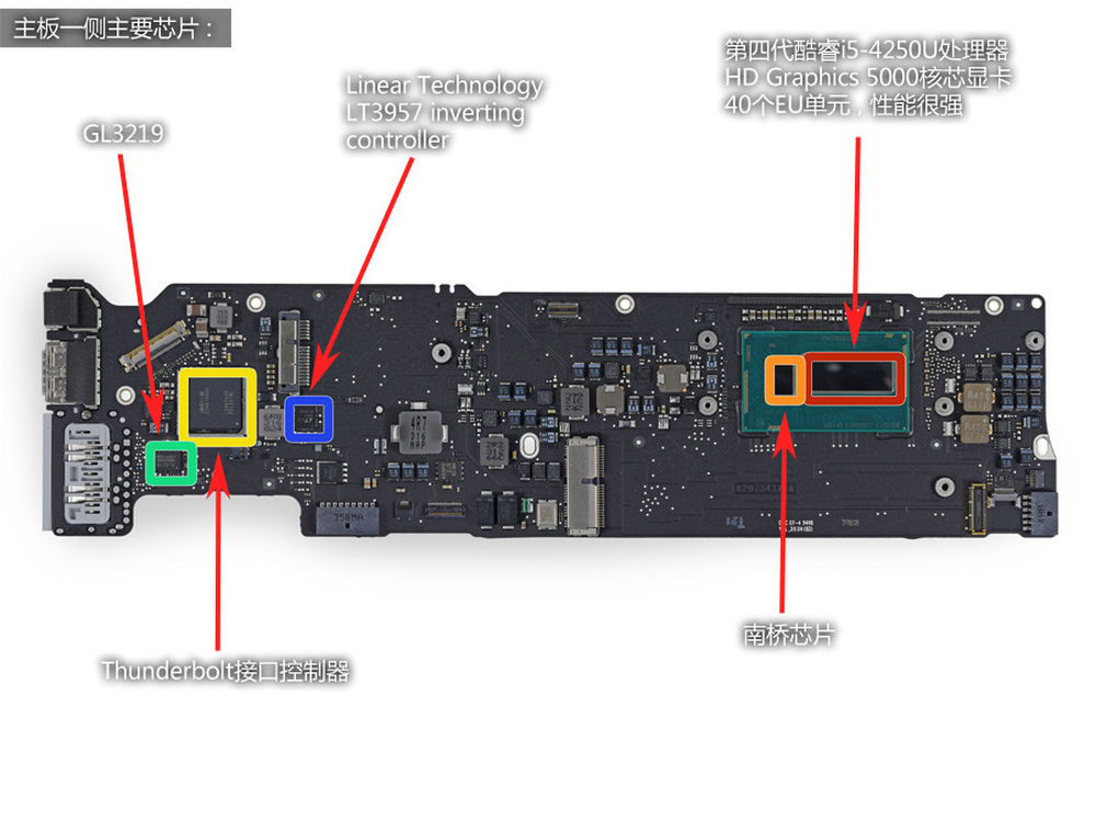 26/30苹果macbook air主板另一侧芯片展示