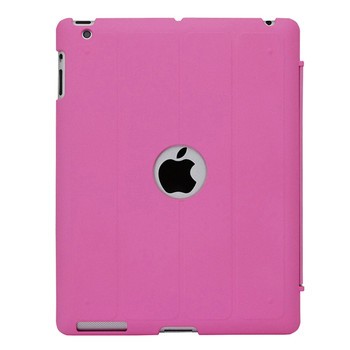 超薄智能保护套 前后一体色磨砂手感pu皮套 粉红色平板电脑配件原图