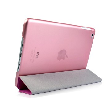 爱酷多苹果ipad air2/ipad6超薄智能保护套 蚕丝纹皮套 粉色平板电脑